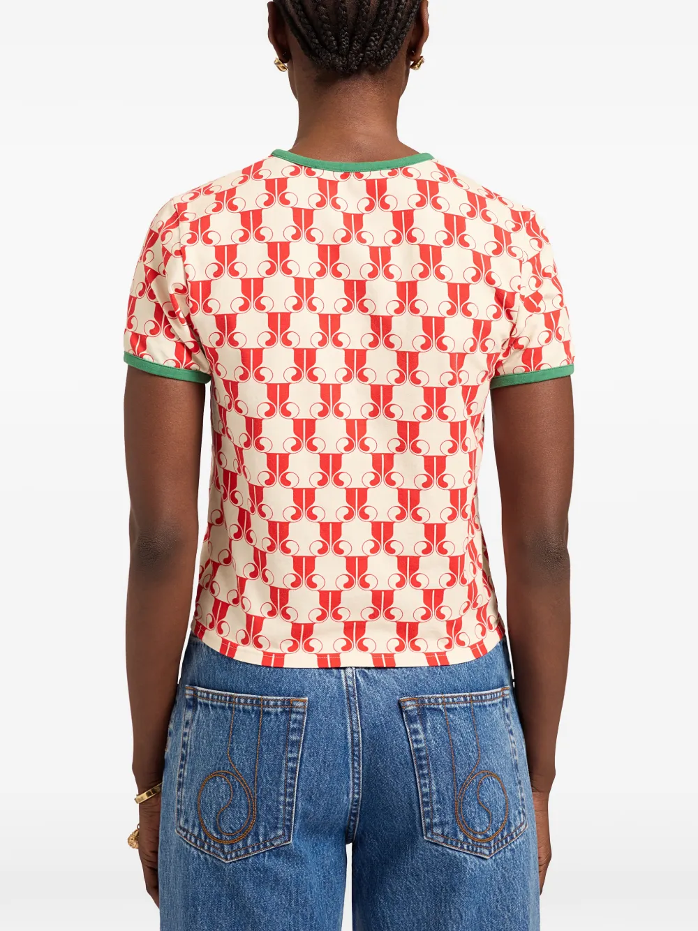  La Doublej Monogram Ringer T-shirt - Neutrals 