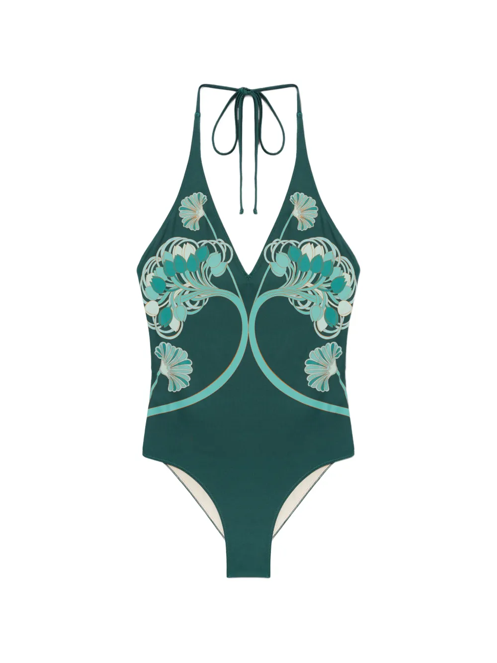 La DoubleJ Blooming Tulip Placée dark green in supreme lycra Sexy swimsuit - Grün