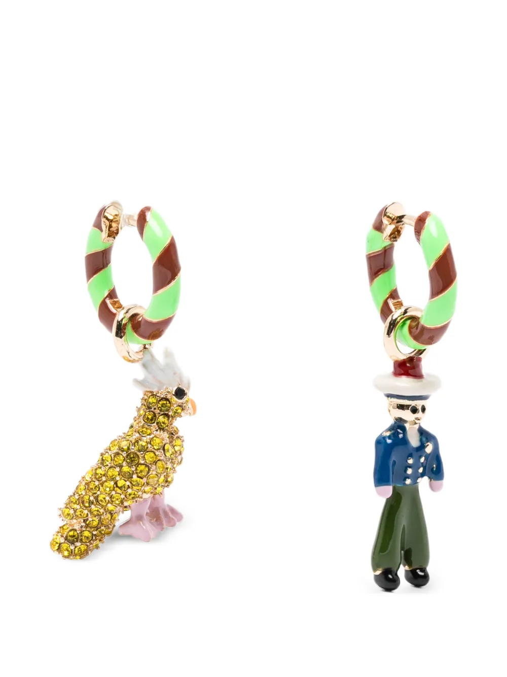 Essentiel Antwerp Jhally stripped charm earrings - Verde