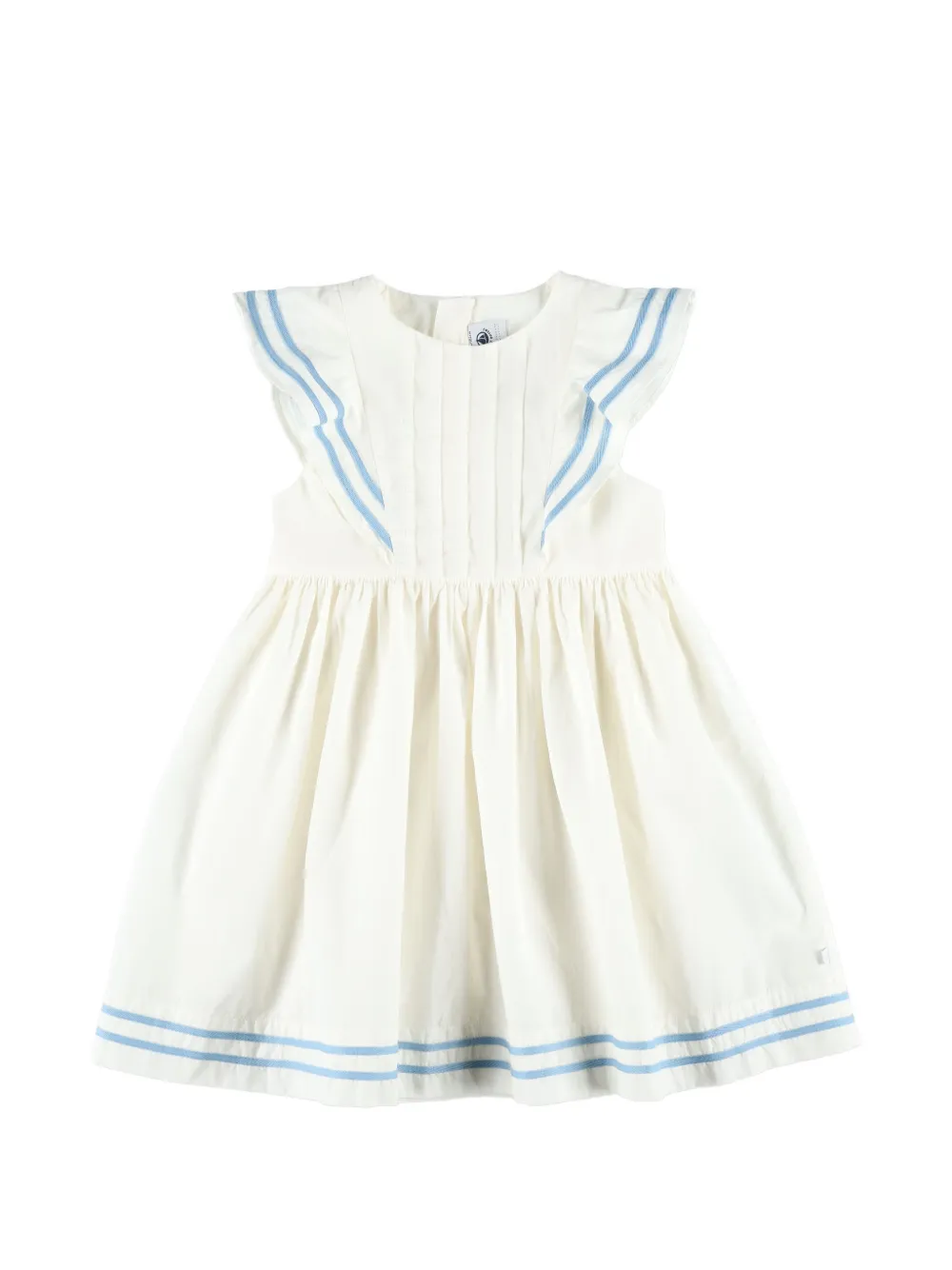 Petit Bateau ruffled stripe-trim dress - Bianco