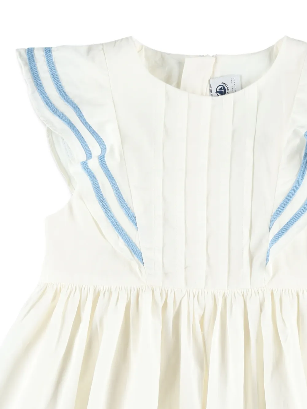 Petit Bateau Jurk met ruches en gestreepte afwerking Wit