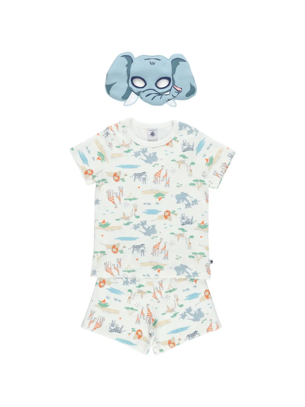 Petit Bateau mask animal-print pyjamas (set of three) - Nude