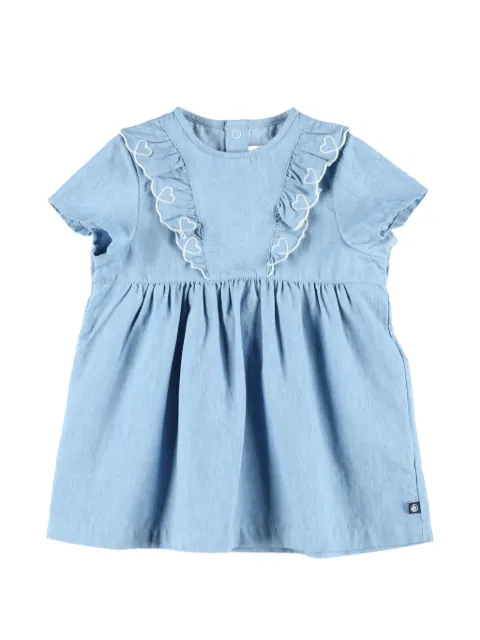 Petit Bateau Gerüschtes Kleid mit Herzstickerei