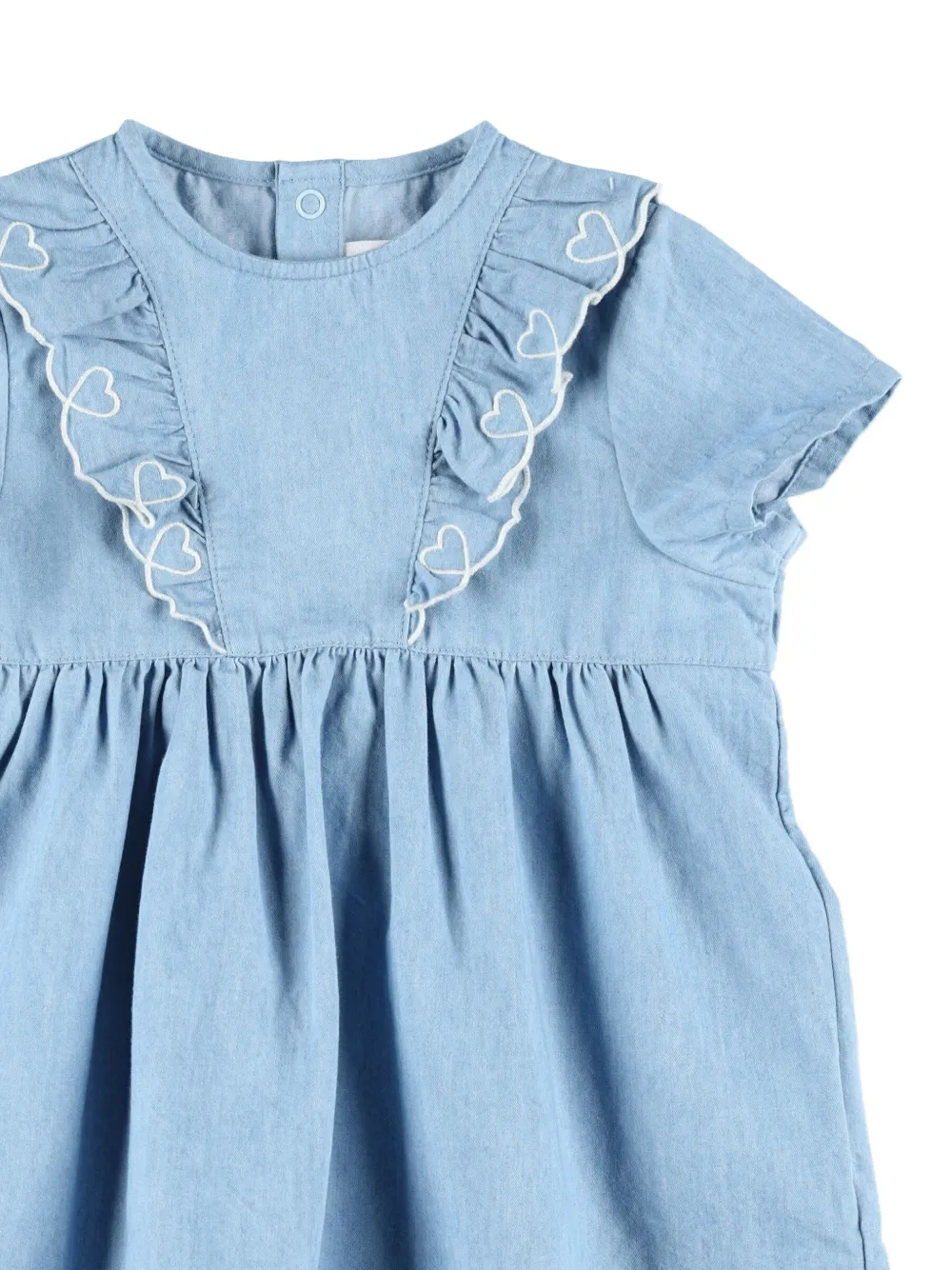 Petit Bateau Jurk met ruches en geborduurd hart Blauw