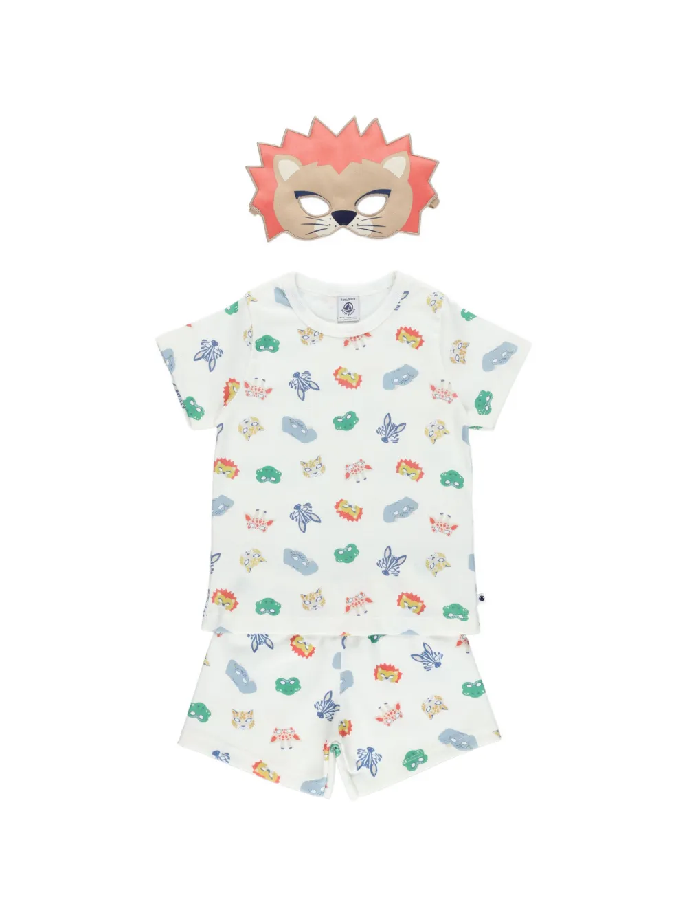 Petit Bateau mask animal-print pyjamas (set of three) - Weiß