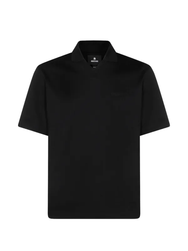 Mackage Logo-patch V-neck Polo Shirt in Black