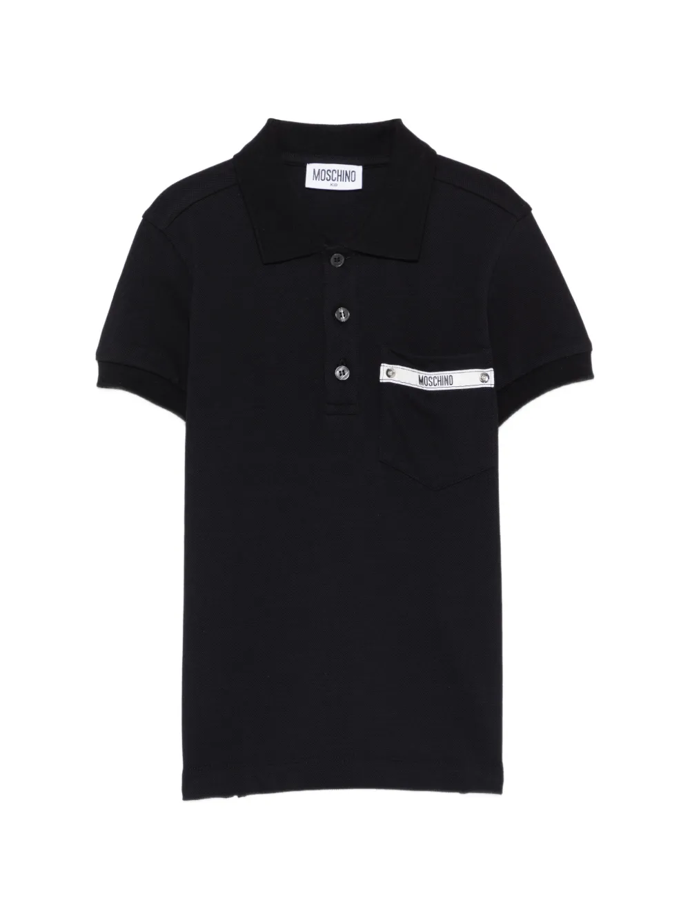 Moschino Kids logo-patch polo shirt - Nero
