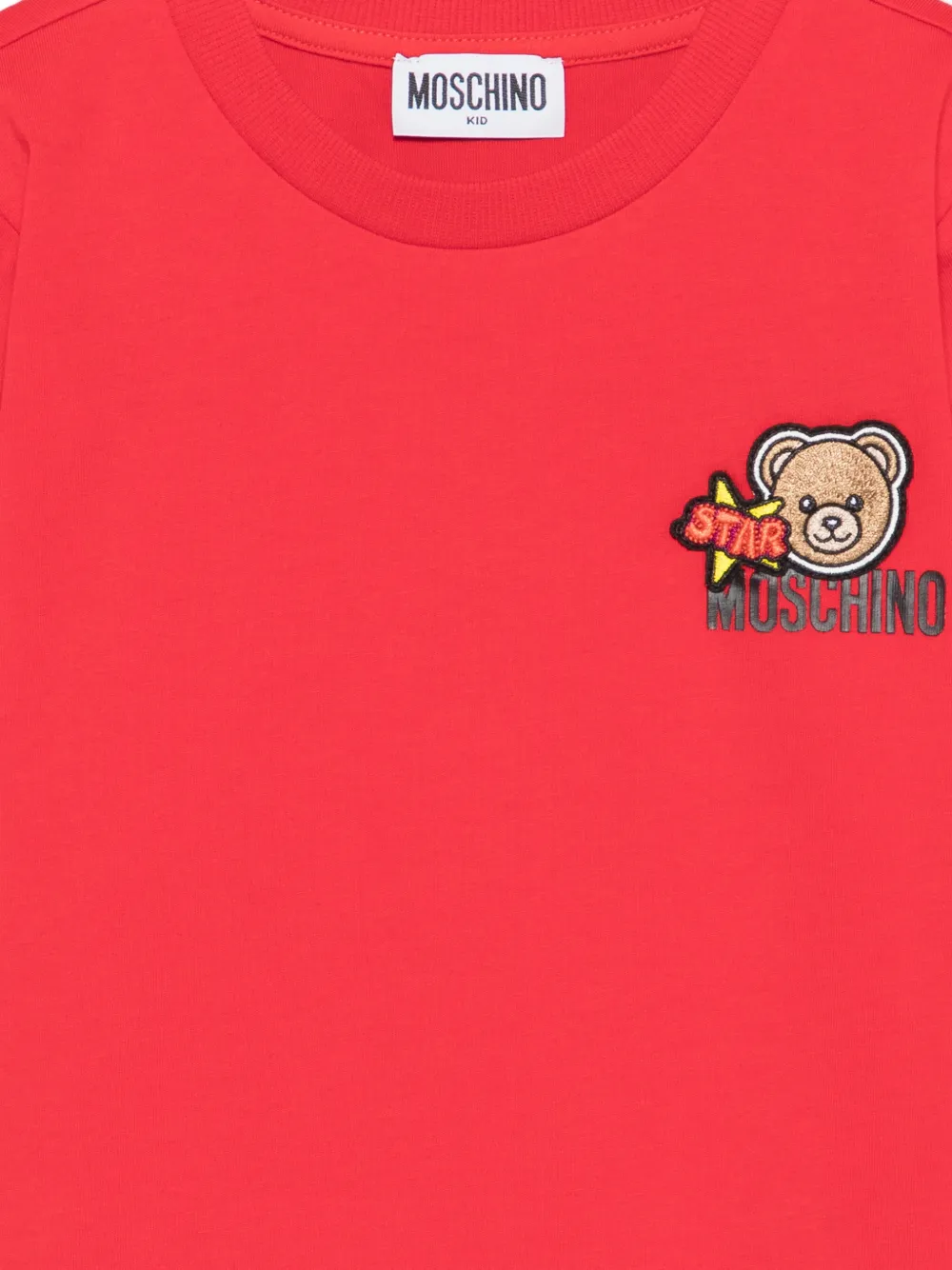 Moschino Kids T-shirt met teddyprint en logo Rood