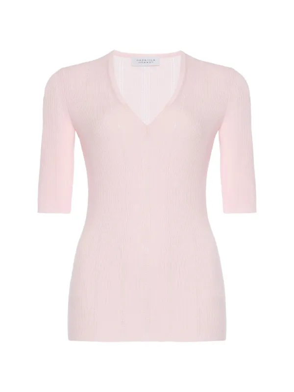 Gabriela Hearst Amari V-neck Top in Pink