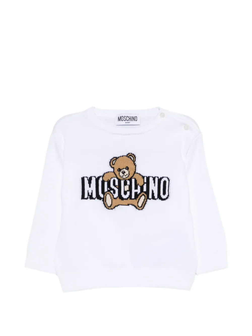 Moschino Kids teddy logo baby top - Bianco