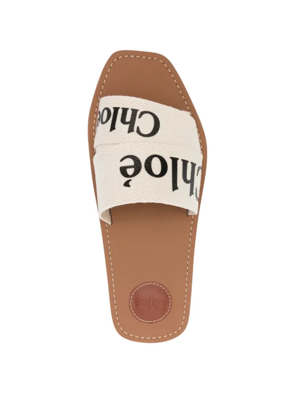 Chloé Woody logo-detail Sandals | White | FARFETCH