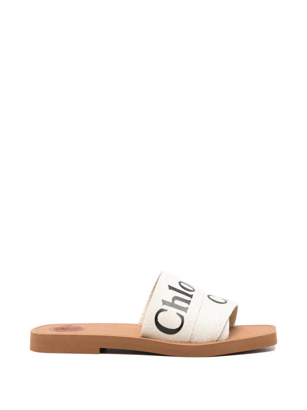 Chloé Woody slippers met logo Wit