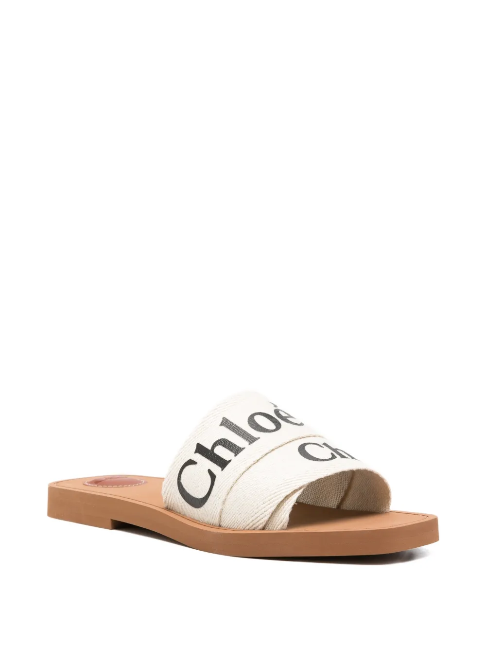 Chloé Woody slippers met logo Wit