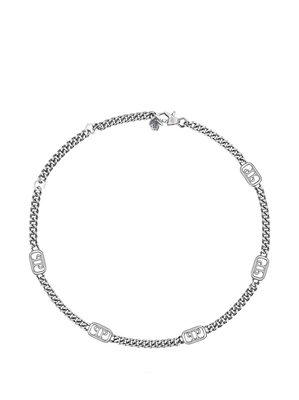 Philipp Plein Lettering logo-chain necklace - Argento