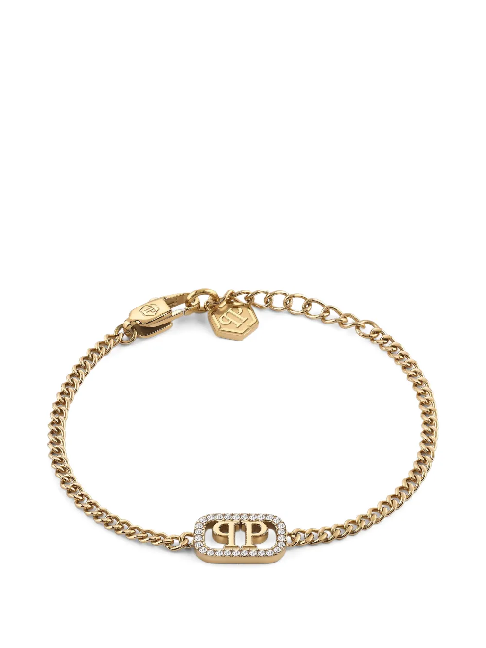 Philipp Plein lettering crystal bracelet - Oro