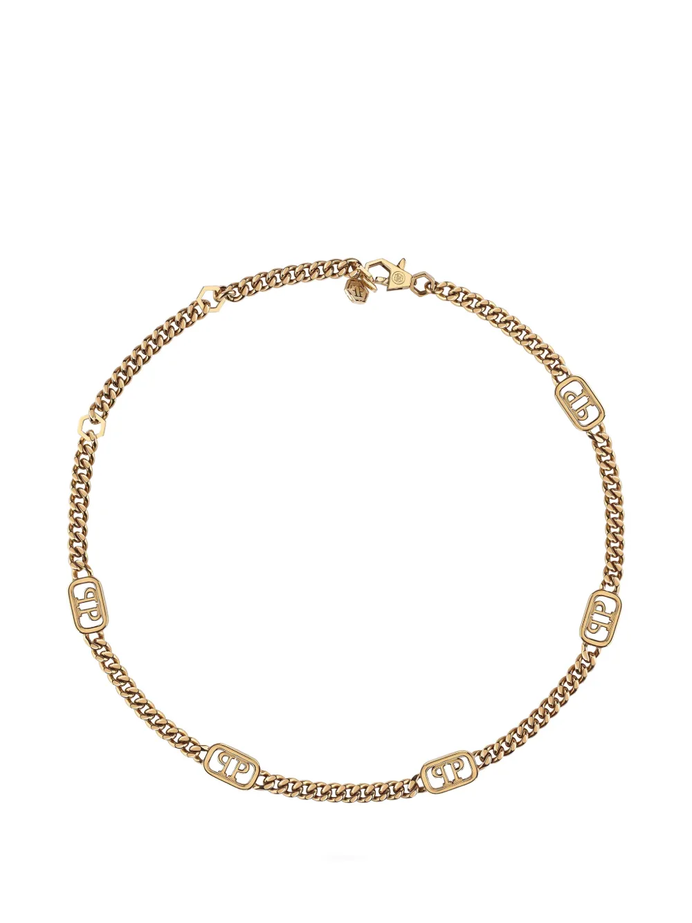Philipp Plein Lettering logo-chain necklace - Oro