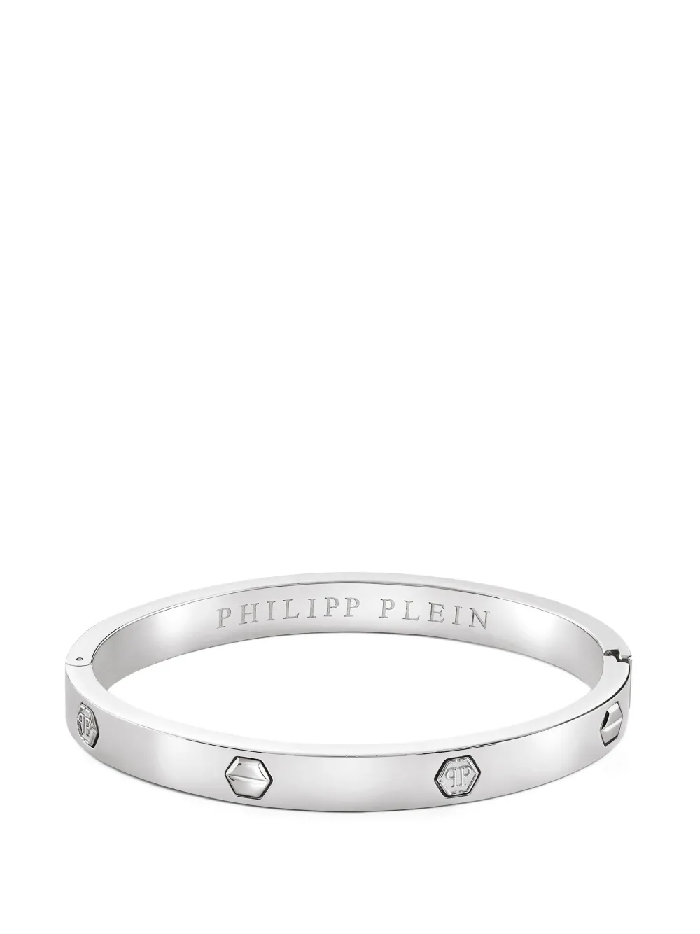 Philipp Plein hexagon-logo cuff bracelet - Argento