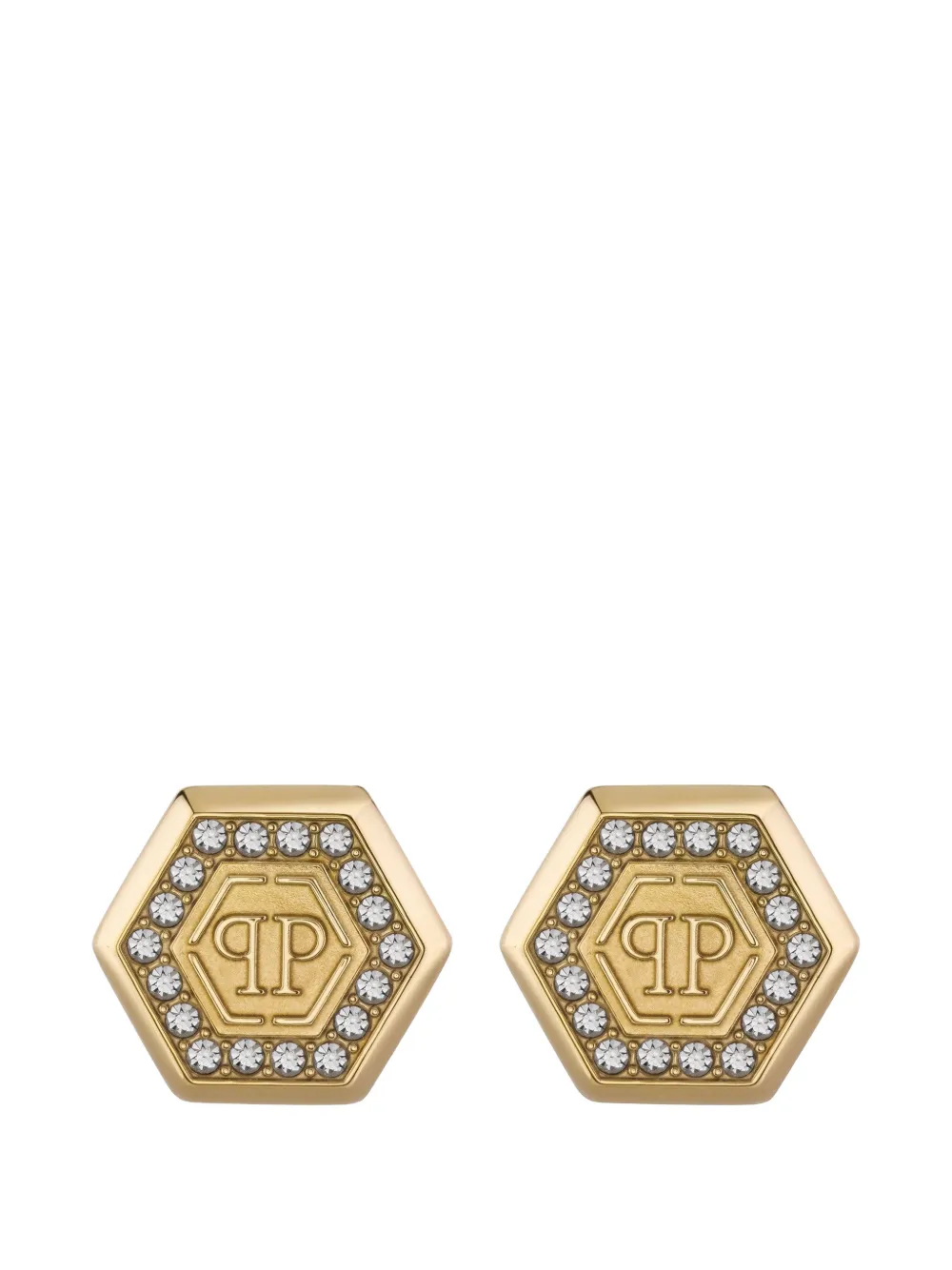 Philipp Plein hexagon crystal earrings - Oro