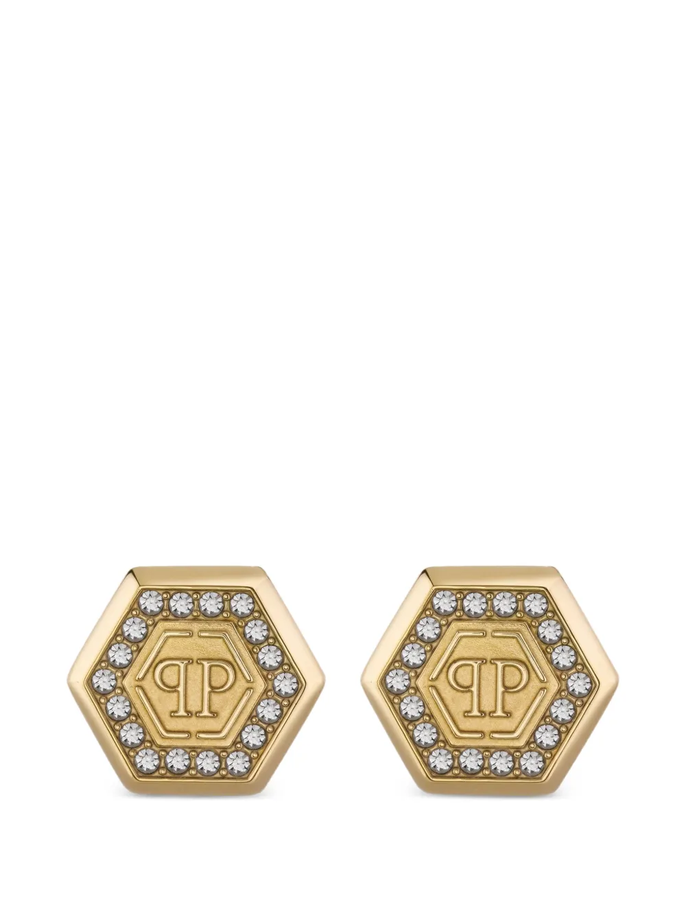 Philipp Plein hexagon crystal earrings - Oro