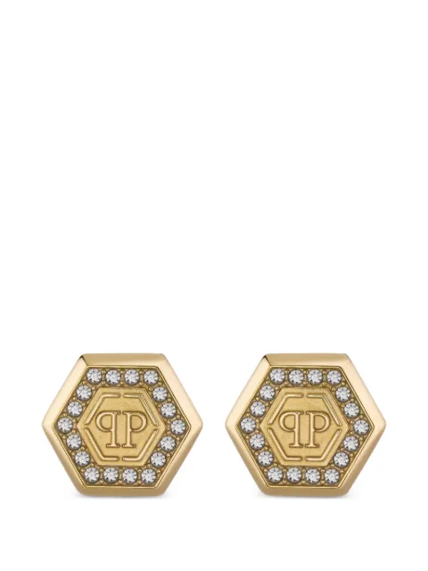 Philipp Plein hexagon crystal earrings
