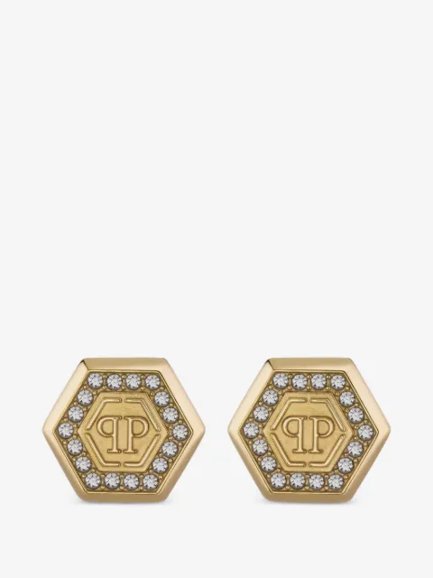 Philipp Plein hexagon crystal earrings
