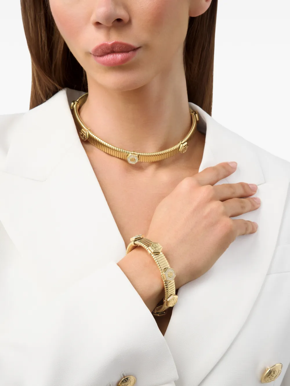 Philipp Plein snake yellow gold bracelet - Oro