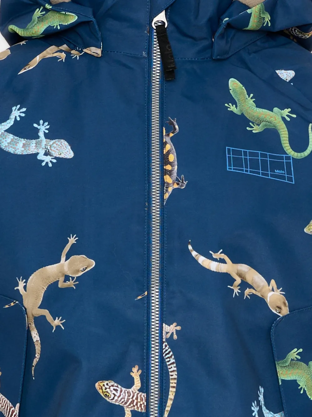 Molo Jack met capuchon en dierenprint Blauw