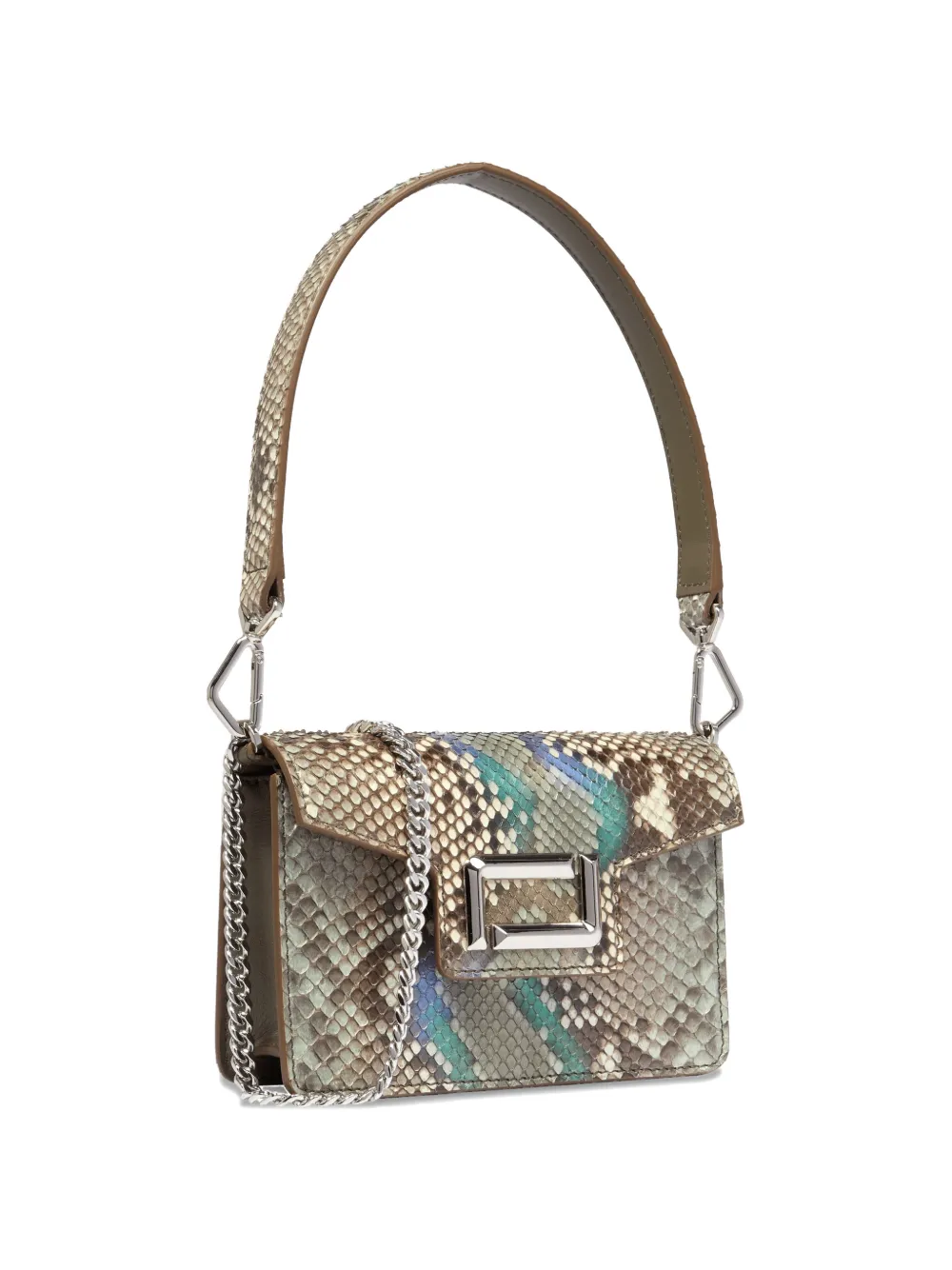 Lancel Amgele kleine crossbodytas met python-detail en kenmerkende omslag Groen