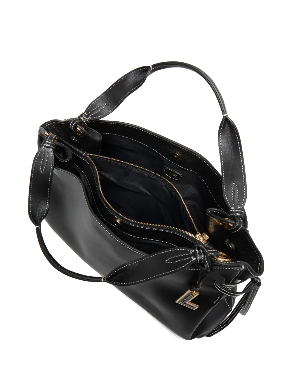 Lancel Geknoopte gladde leren shopper Zwart