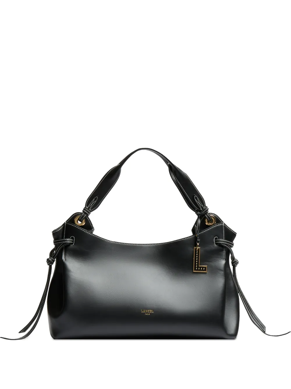 Lancel knot smooth leather tote bag - Black