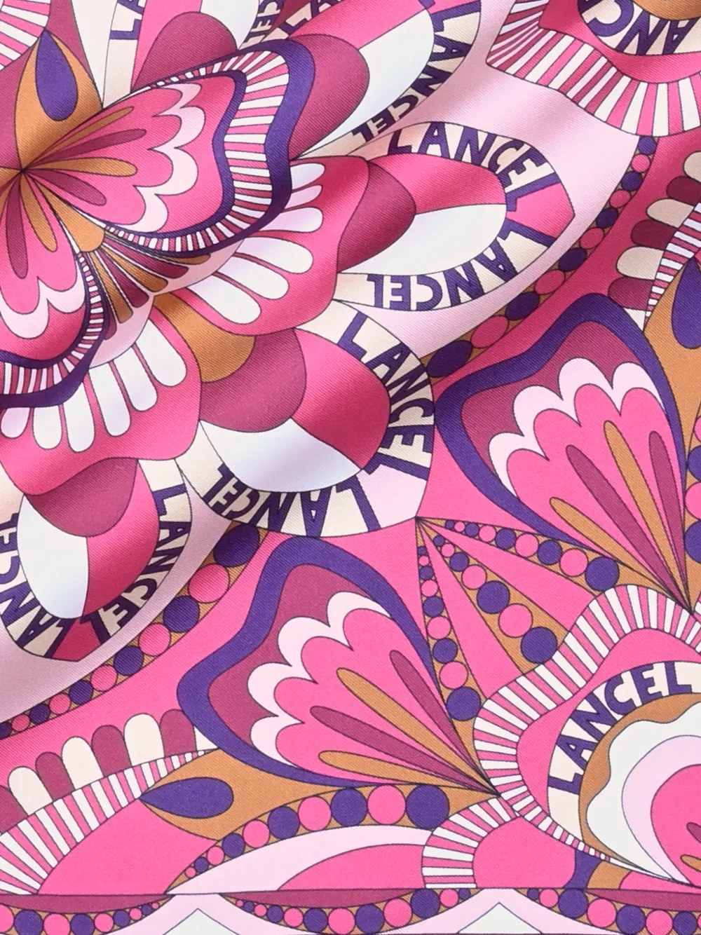  Lancel Printed Silk Square Scarf - Pink 