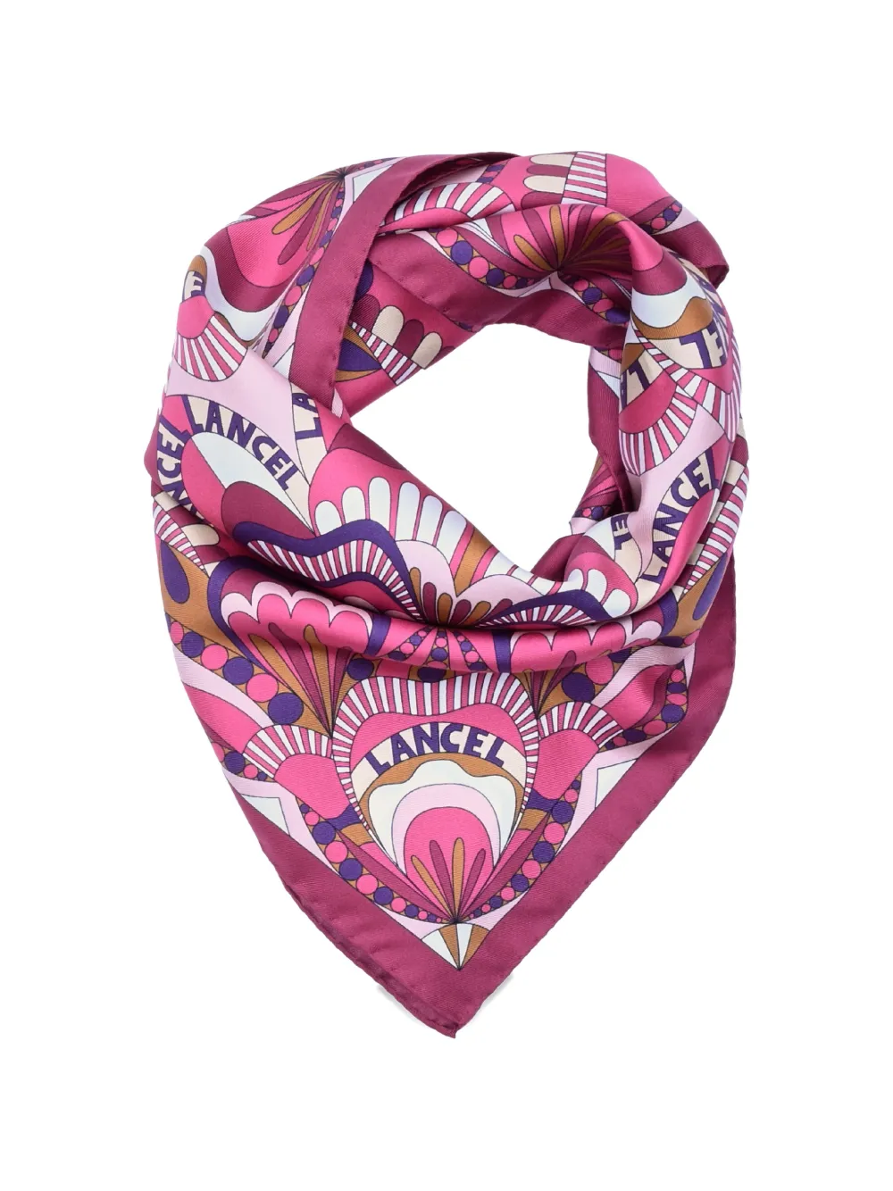  Lancel Printed Silk Square Scarf - Pink 
