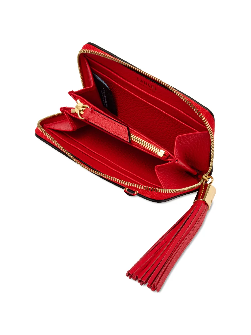 Lancel Portemonnee met rits en kwastje Rood
