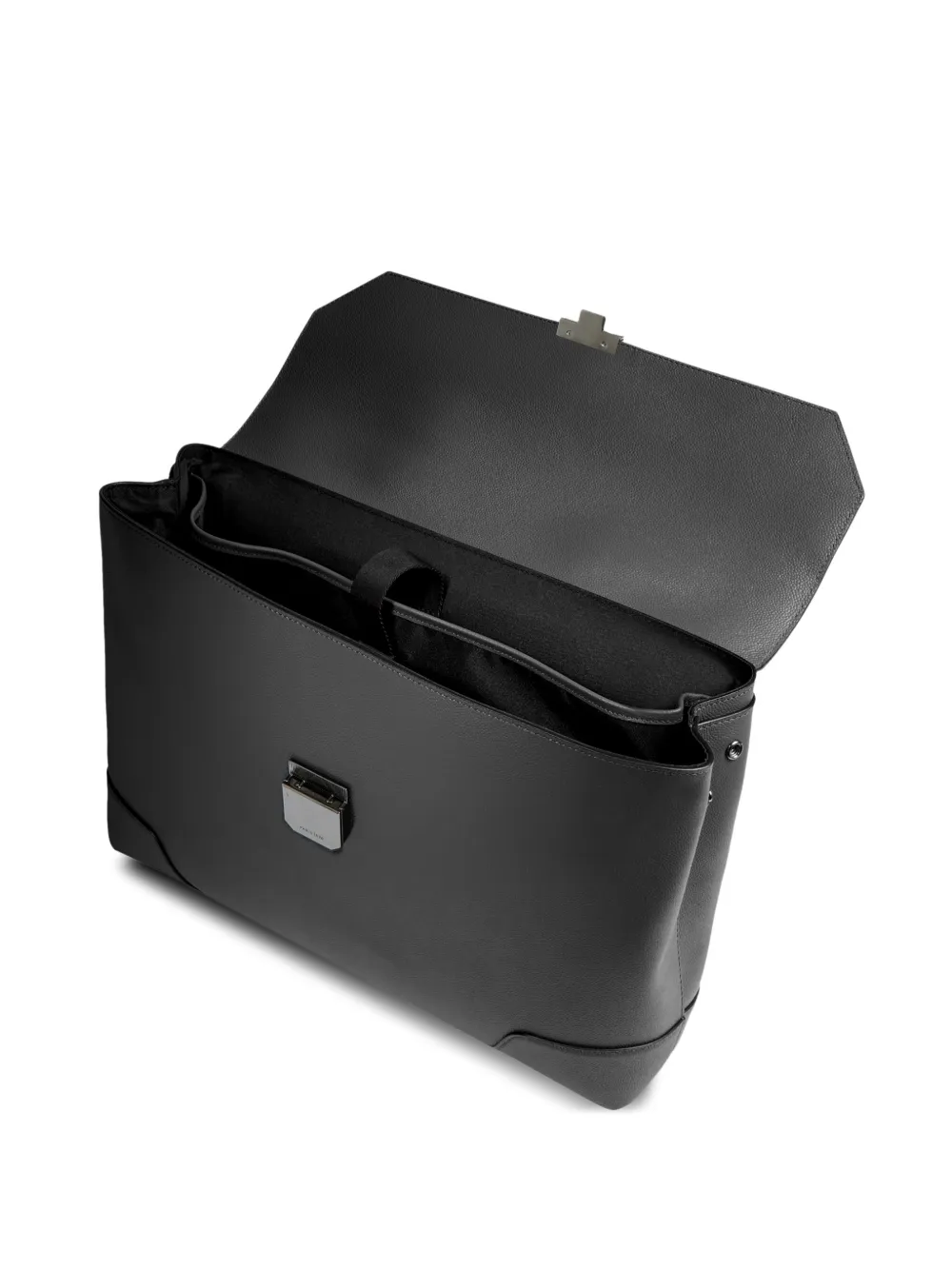  Lancel Charlie Flap Textured Briefcase - Black 