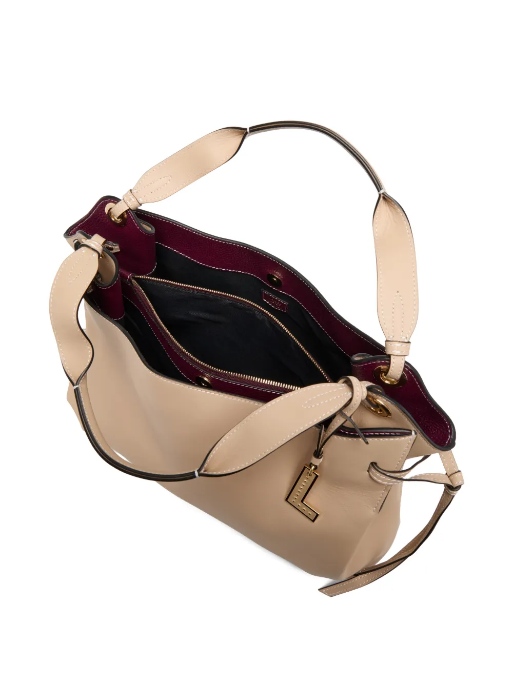 Lancel Swann leren shopper Beige