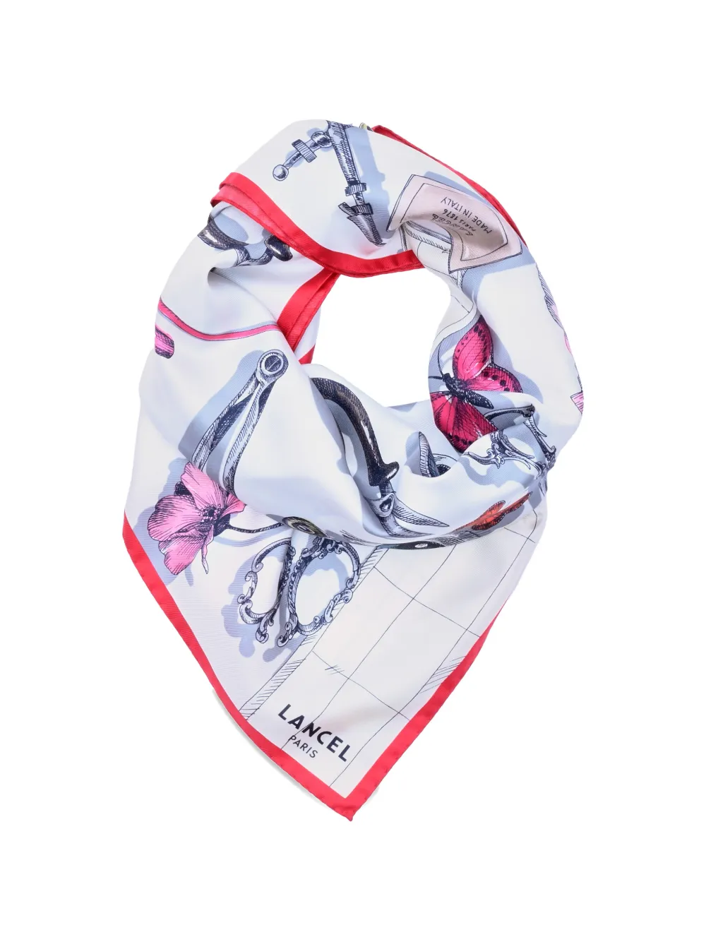 Lancel Zijden sjaal met print Wit