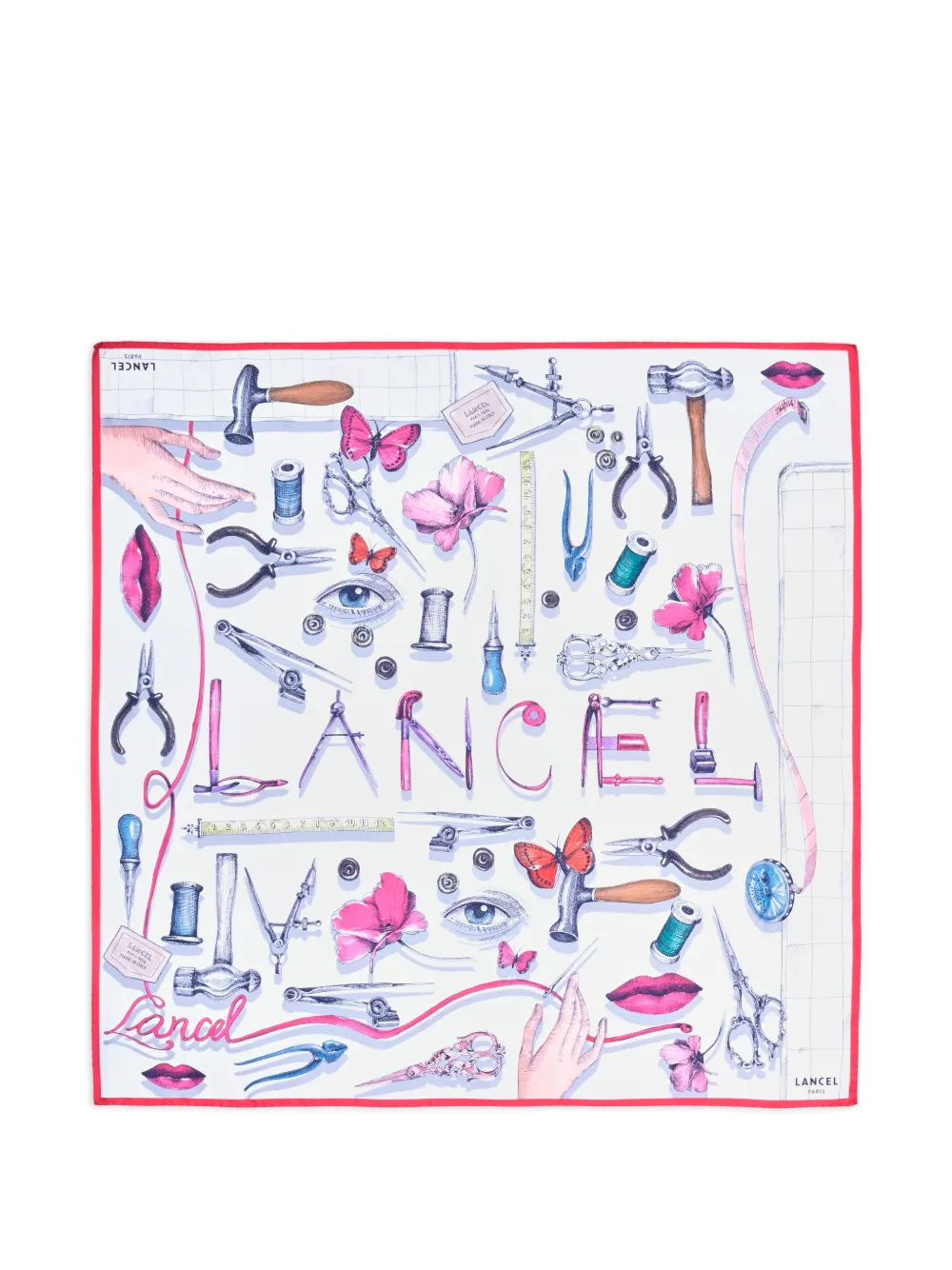 Lancel printed silk square scarf - Bianco