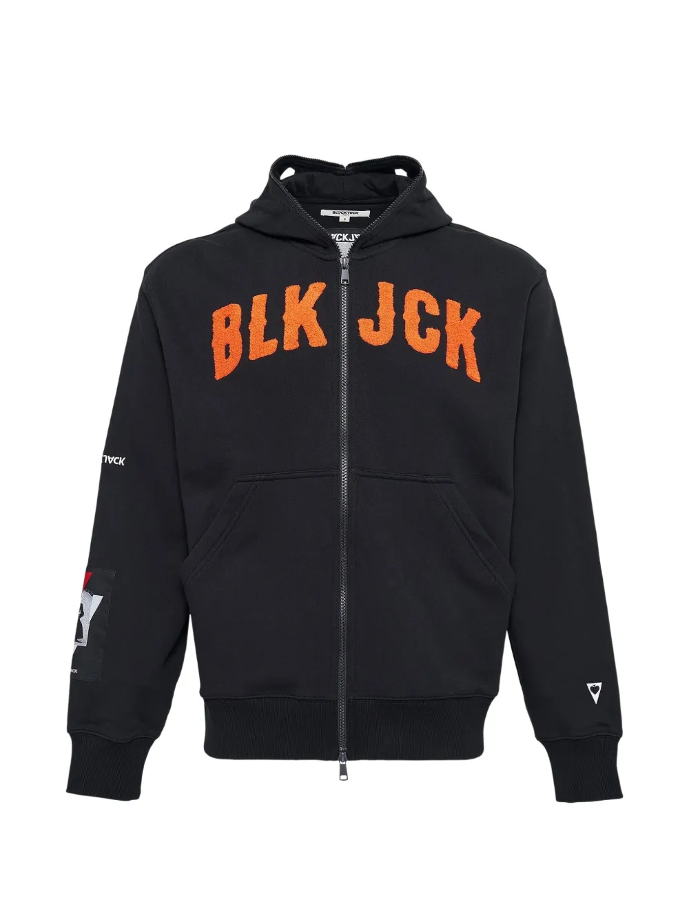 Blackjack zip-fastening logo-detail hoodie - Nero
