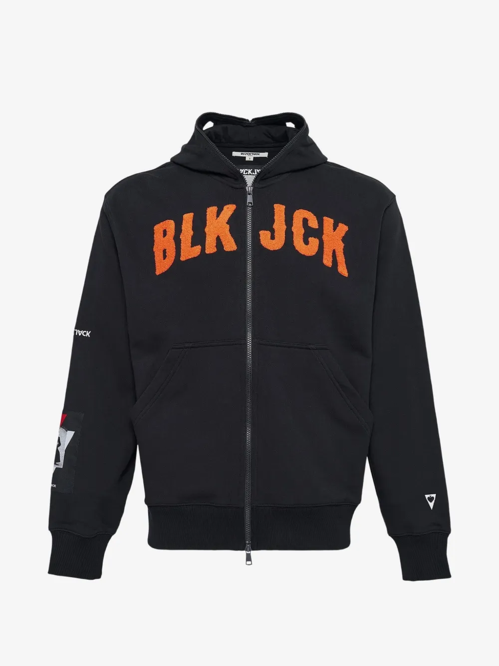 Blackjack zip-fastening logo-detail hoodie | Black | Image 1