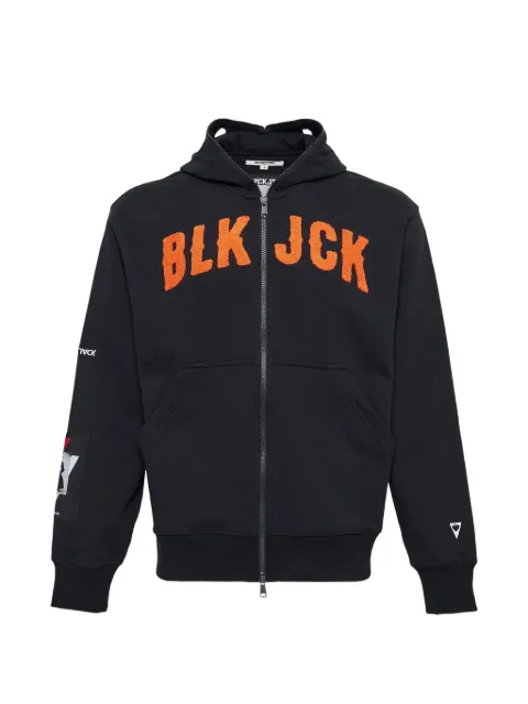 Blackjack zip-fastening logo-detail hoodie