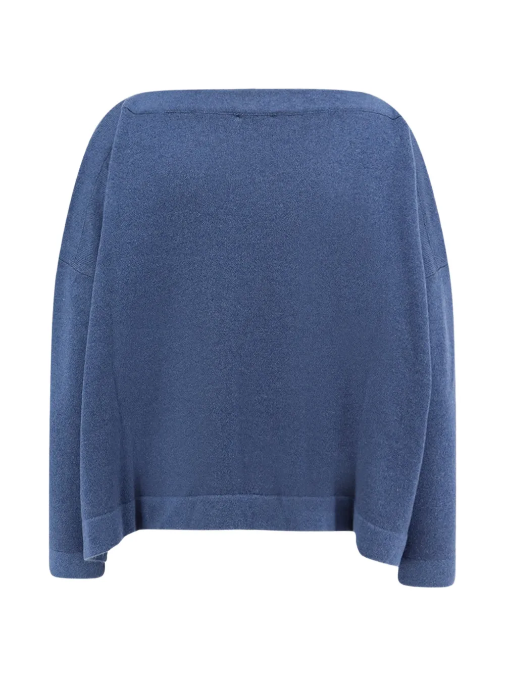  F Cashmere Boat-neck Side-split Sweater - Blue 
