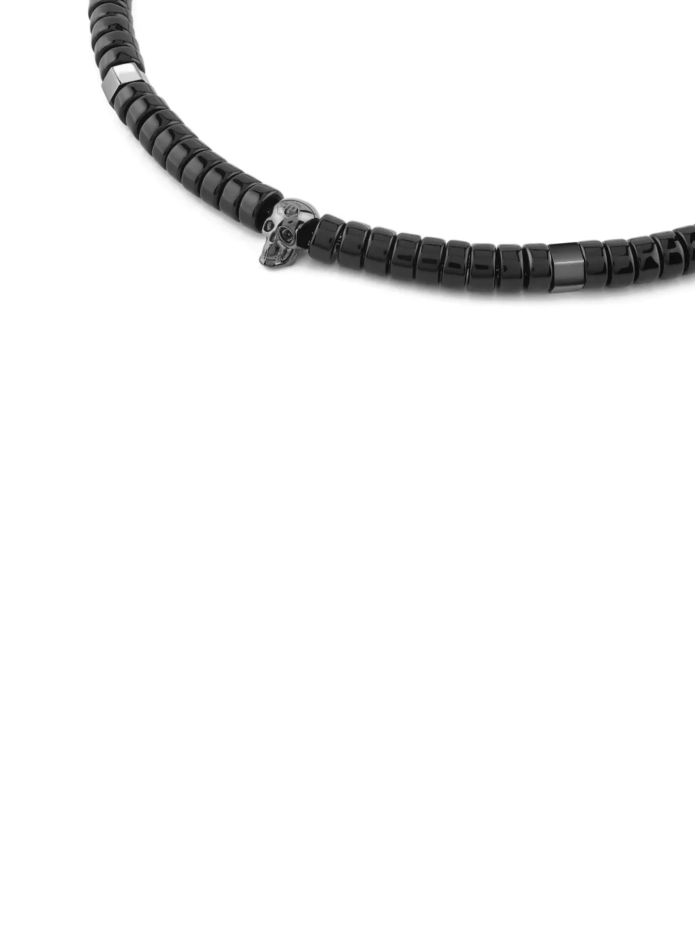  Philipp Plein Beads Skull Necklace - Black 