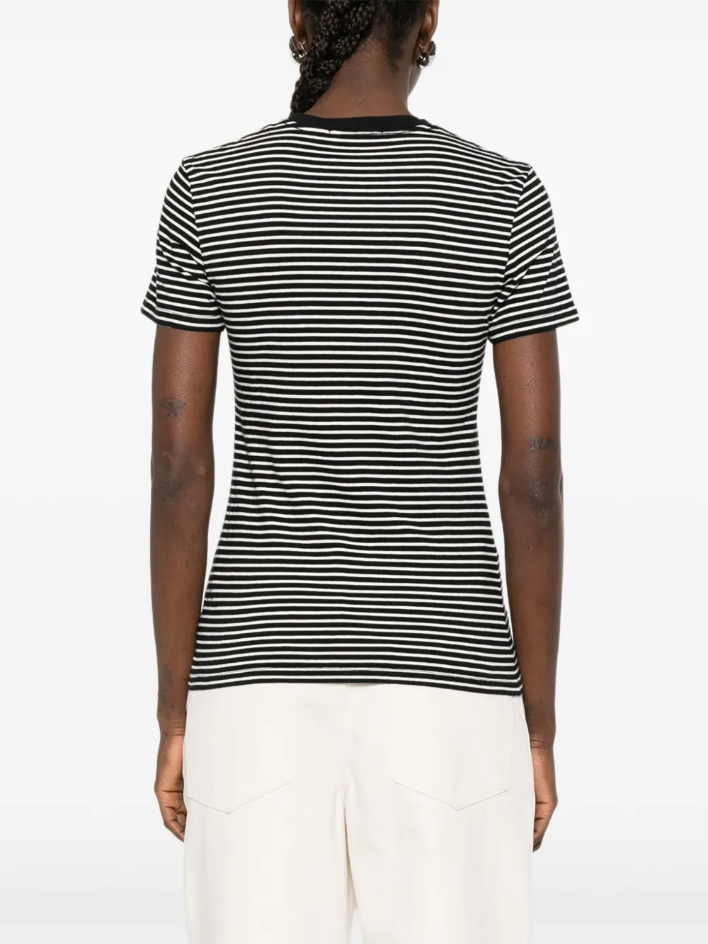 Nili Lotan Gestreept T-shirt Zwart