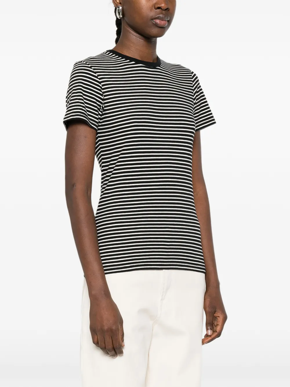 Nili Lotan Gestreept T-shirt Zwart