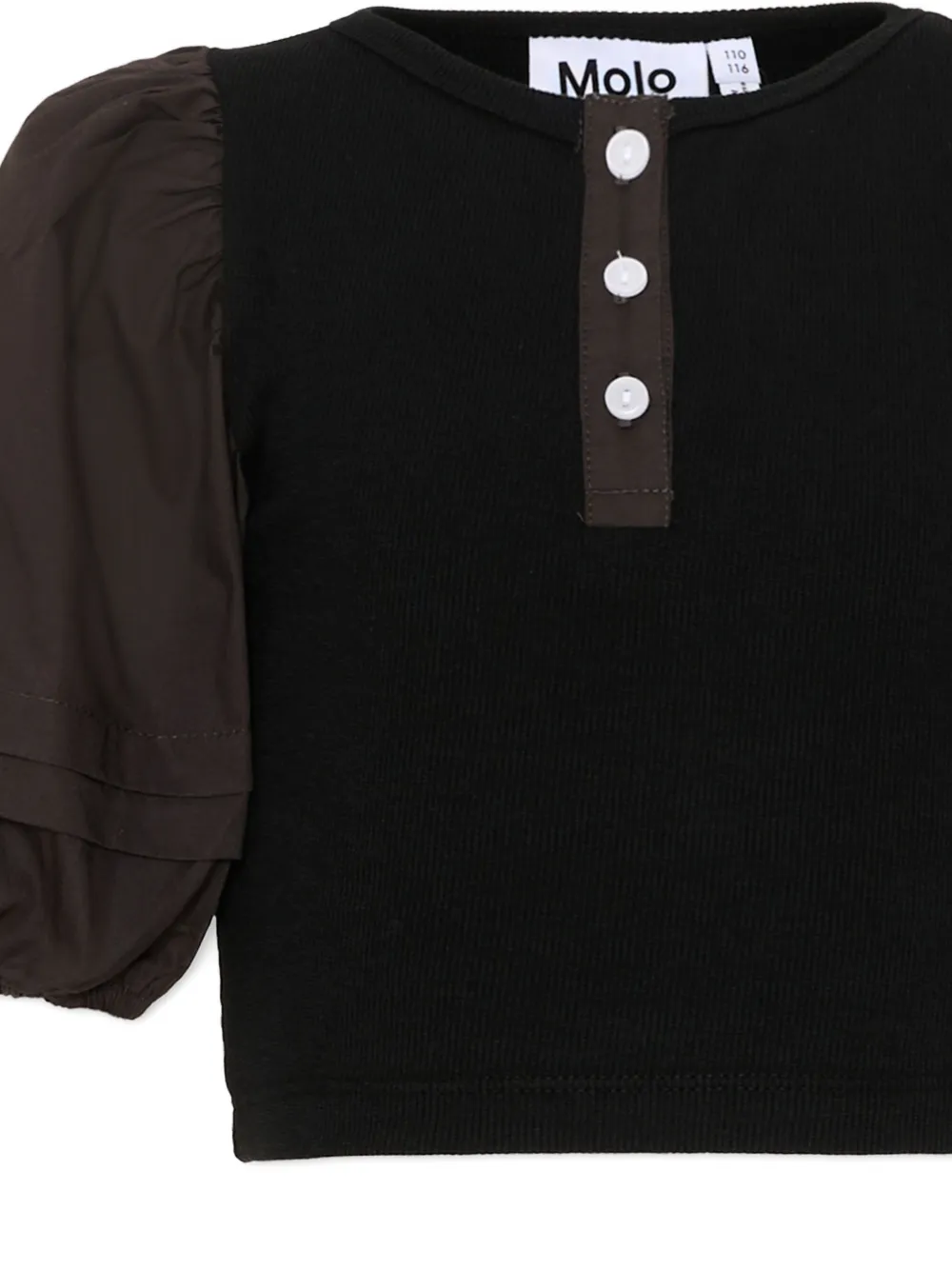  Molo Organic Cotton-blend Buttoned T-shirt - Black 