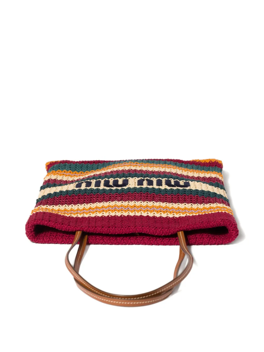 Miu Miu Raffia-effect woven tote bag - Rosso