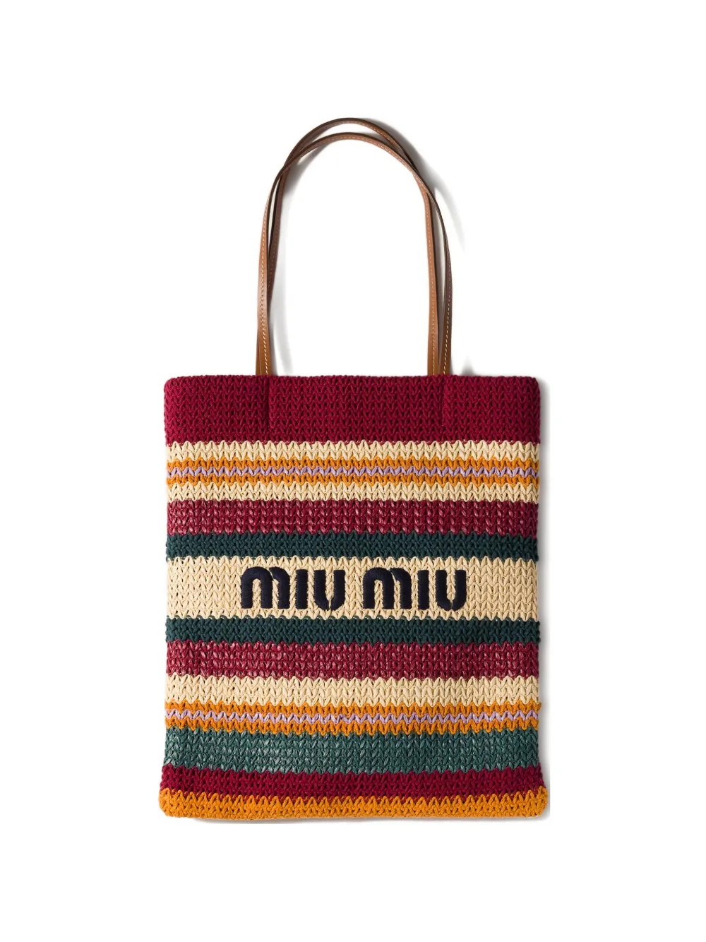 Miu Miu Raffia-effect woven tote bag - Rosso