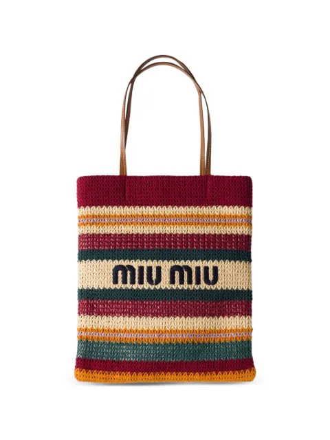 Miu Miu sac cabas à effet raphia tressé