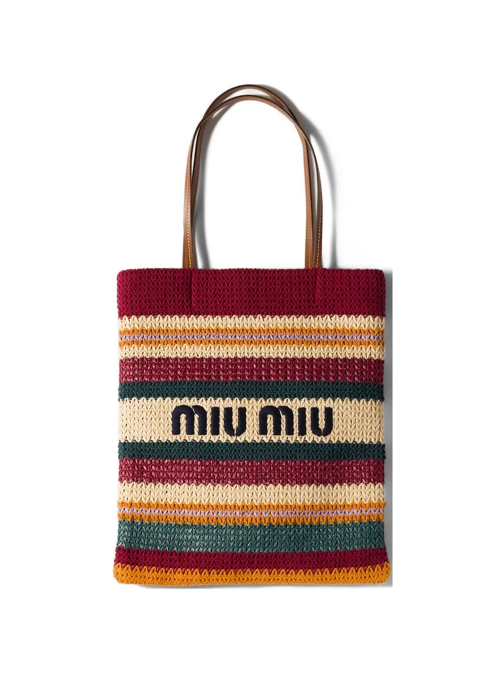 Miu Miu Raffia-effect woven tote bag - Rosso