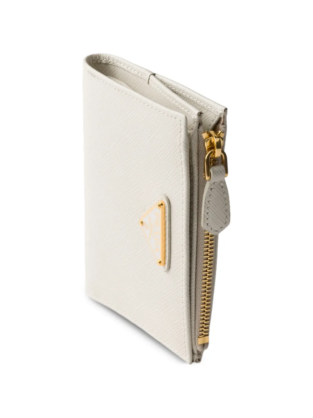 Prada Kleine saffiano leren portemonnee Beige